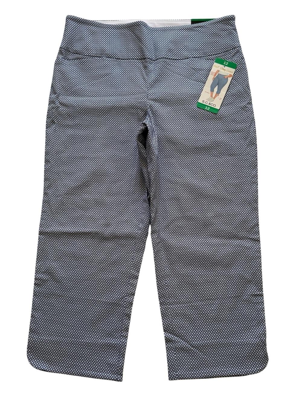 NWT S.C. & CO. Women's 360 Tummy Control Capri Blue Geo Size 12